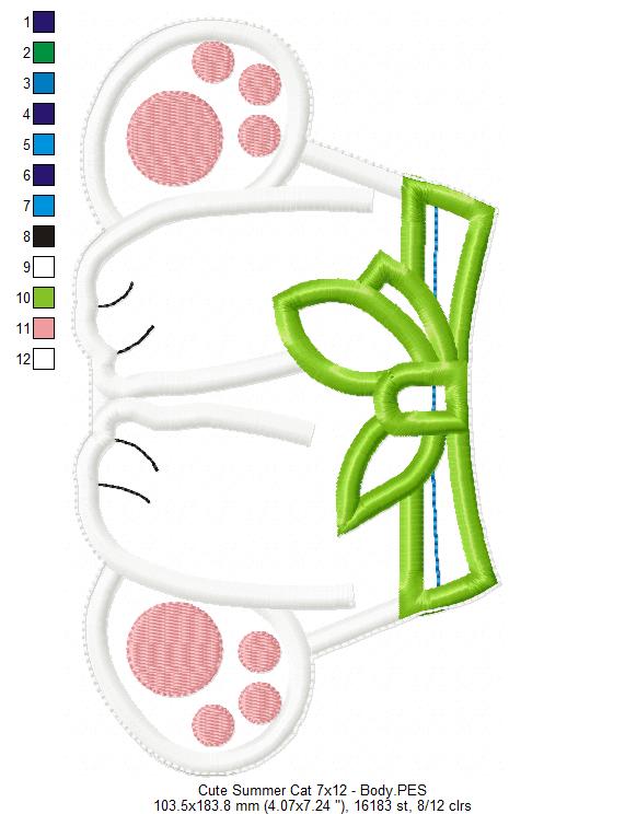 Summer Cat Ornament - ITH Project - Machine Embroidery Design