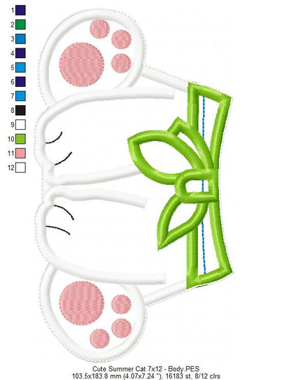 Summer Cat Ornament - ITH Project - Machine Embroidery Design