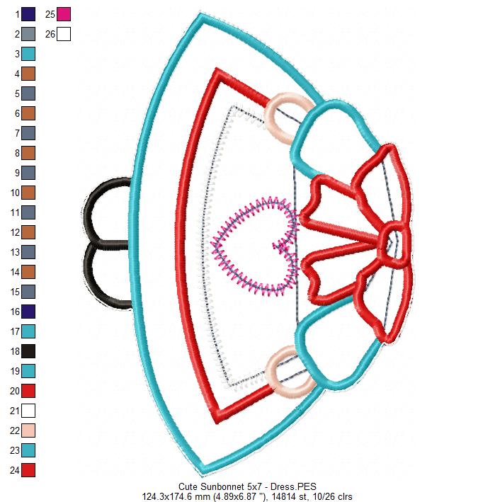 Cute Sunbonnet Doll - ITH Project - Machine Embroidery Design