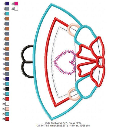 Cute Sunbonnet Doll - ITH Project - Machine Embroidery Design