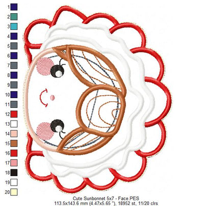 Cute Sunbonnet Doll - ITH Project - Machine Embroidery Design
