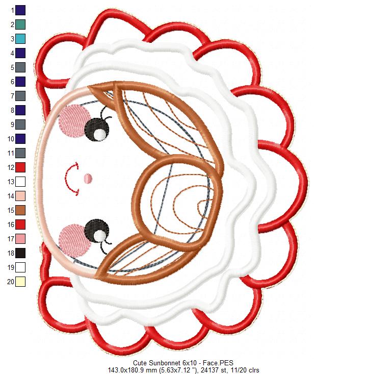 Cute Sunbonnet Doll - ITH Project - Machine Embroidery Design