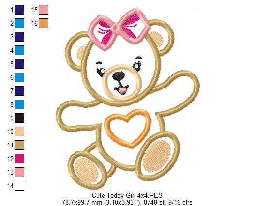 Cute Teddy Bear Boy and Girl - Applique - Set of 2 Designs - Machine Embroidery Design