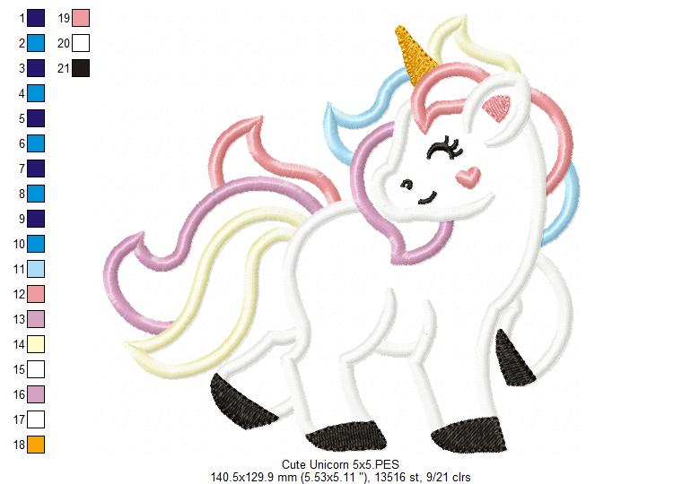 ✨ Magical Dream Unicorn - Applique - Machine Embroidery Design