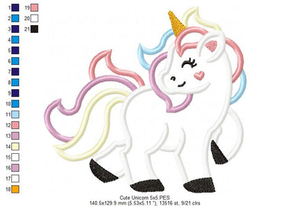 ✨ Magical Dream Unicorn - Applique - Machine Embroidery Design