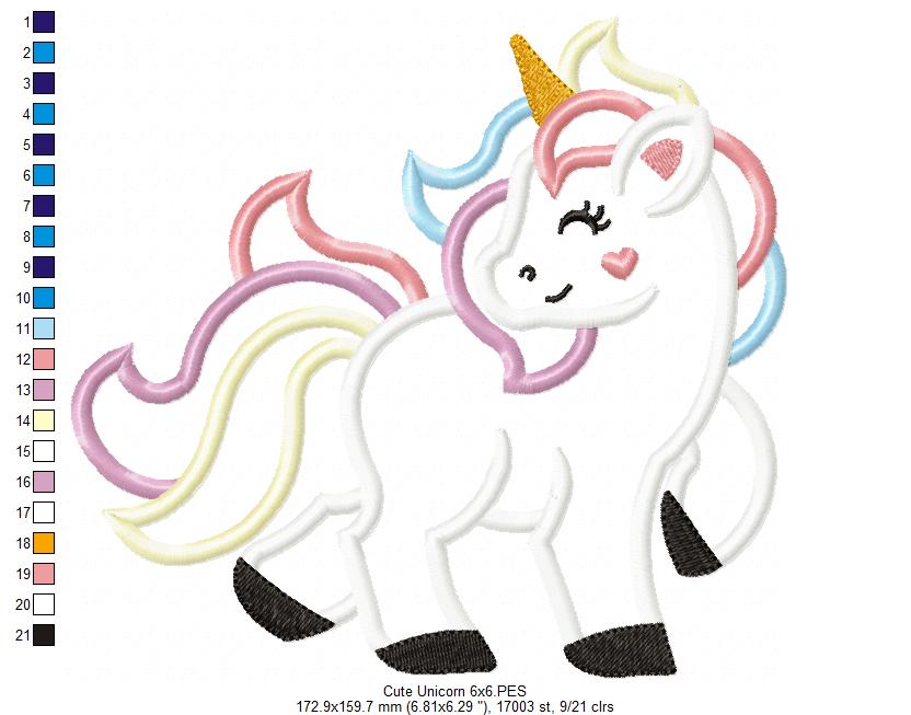 ✨ Magical Dream Unicorn - Applique - Machine Embroidery Design