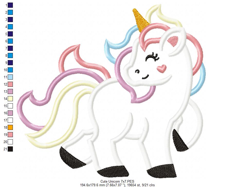 ✨ Magical Dream Unicorn - Applique - Machine Embroidery Design
