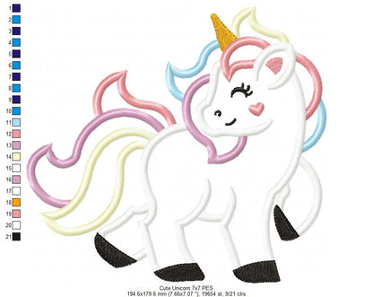 ✨ Magical Dream Unicorn - Applique - Machine Embroidery Design