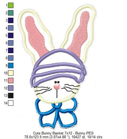 Cute Easter Basket  - ITH Project - Machine Embroidery Design
