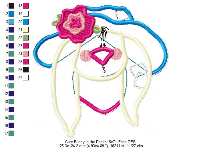 Cute Bunny in the Pocket Ornament - ITH Project - Machine Embroidery Design