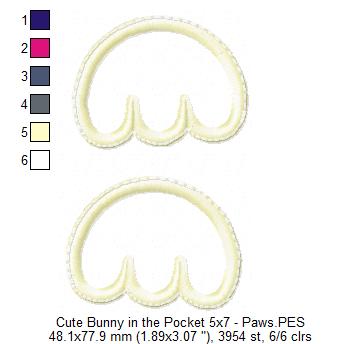 Cute Bunny in the Pocket Ornament - ITH Project - Machine Embroidery Design