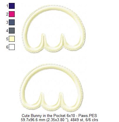 Cute Bunny in the Pocket Ornament - ITH Project - Machine Embroidery Design
