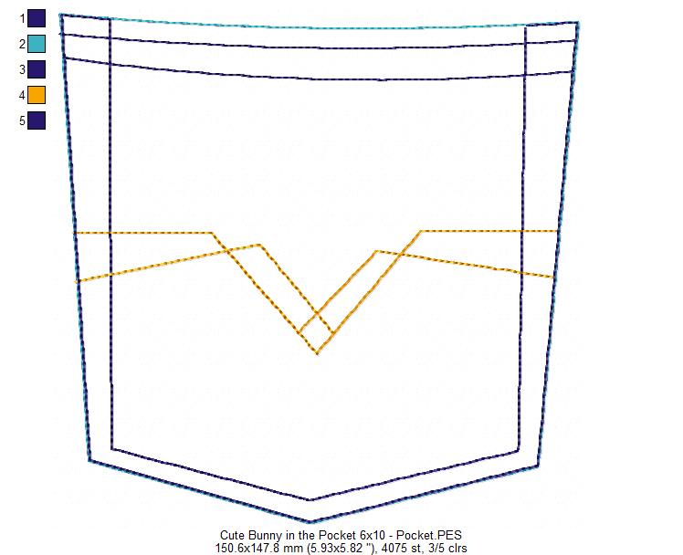 Cute Bunny in the Pocket Ornament - ITH Project - Machine Embroidery Design