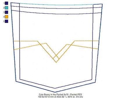 Cute Bunny in the Pocket Ornament - ITH Project - Machine Embroidery Design