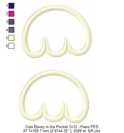 Cute Bunny in the Pocket Ornament - ITH Project - Machine Embroidery Design