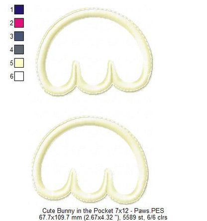 Cute Bunny in the Pocket Ornament - ITH Project - Machine Embroidery Design