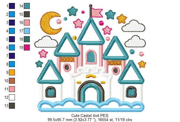 Princess Castle - Applique - Machine Embroidery Design