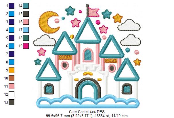 Princess Castle - Applique Machine Embroidery Design