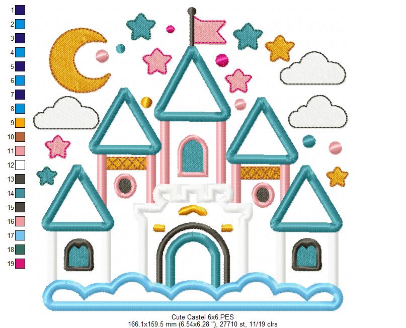 Princess Castle - Applique - Machine Embroidery Design
