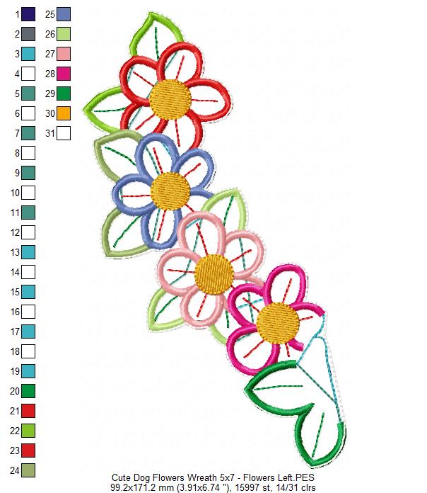 Dog Floral Wreath - ITH Project - Machine Embroidery Design