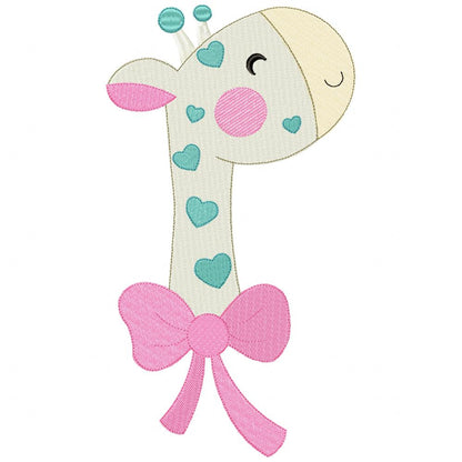 Sweet Giraffe Bow Frame – Appliqué & Fill Stitch – Machine Embroidery Design