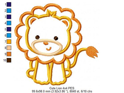 Cute Safari Lion Boy - Applique - Machine Embroidery Design