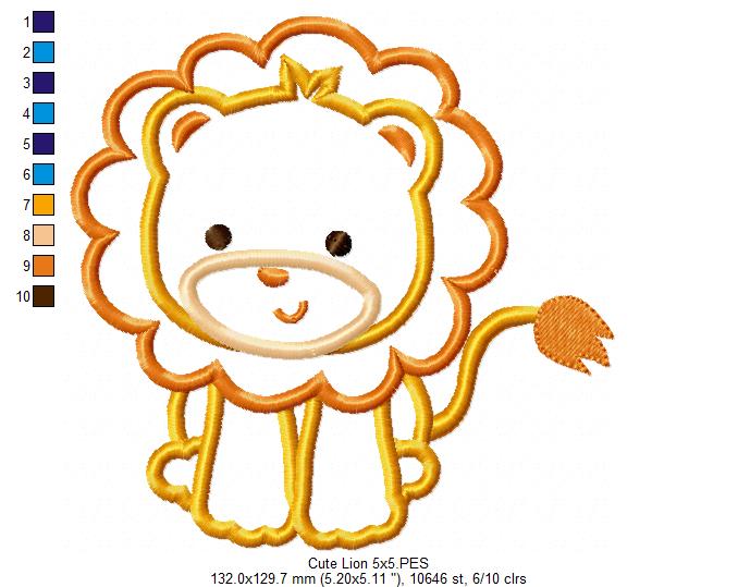Cute Safari Lion Boy - Applique - Machine Embroidery Design