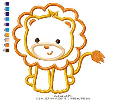 Cute Safari Lion Boy - Applique - Machine Embroidery Design