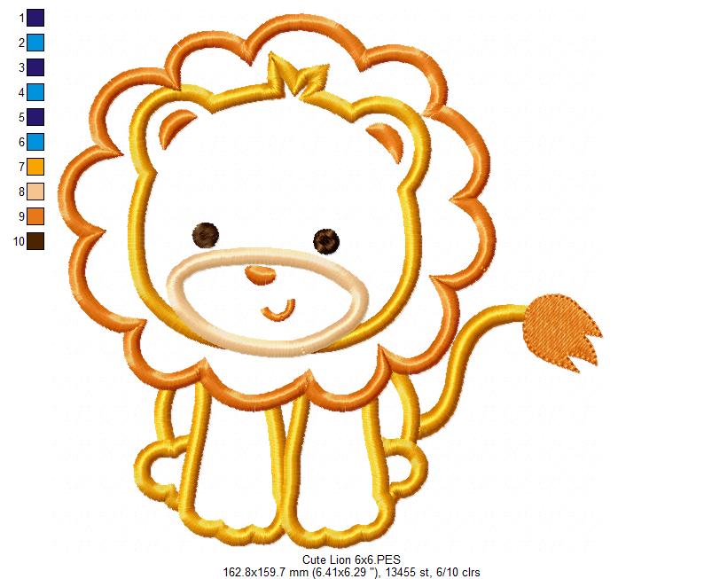 Cute Safari Lion Boy - Applique - Machine Embroidery Design