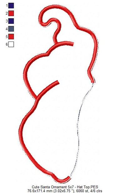 Cute Santa Ornament - ITH Project - Machine Embroidery Design