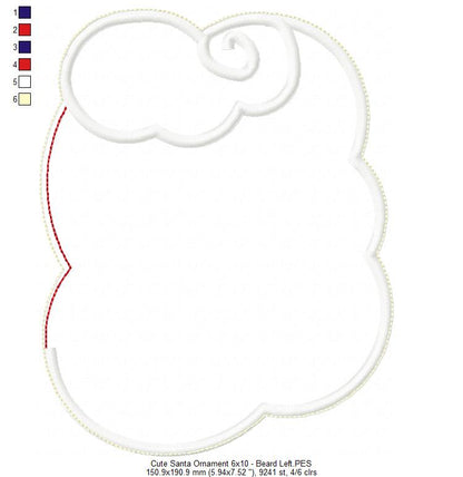 Cute Santa Ornament - ITH Project - Machine Embroidery Design