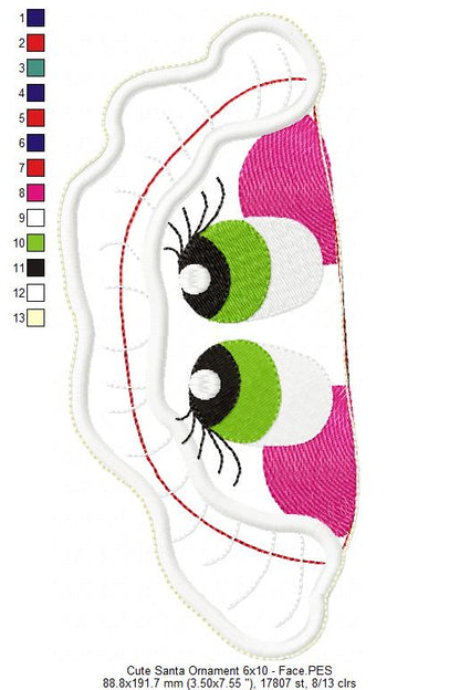 Cute Santa Ornament - ITH Project - Machine Embroidery Design