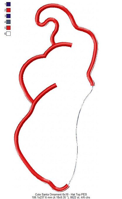 Cute Santa Ornament - ITH Project - Machine Embroidery Design