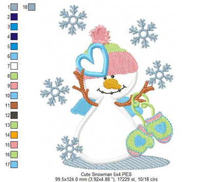 ❄️ Snowman with Mittens ❄️ – Applique - Machine Embroidery Design