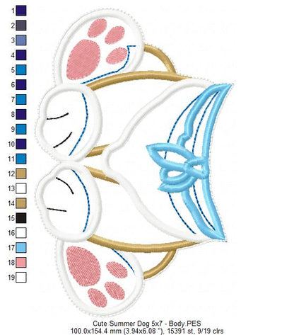 Summer Dog Ornament - ITH Project - Machine Embroidery Design