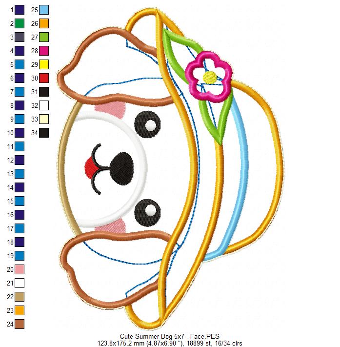 Summer Dog Ornament - ITH Project - Machine Embroidery Design