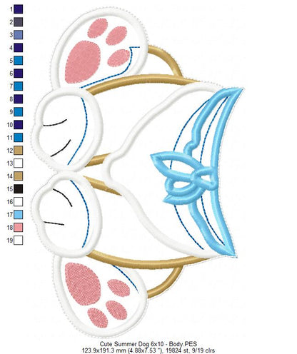 Summer Dog Ornament - ITH Project - Machine Embroidery Design