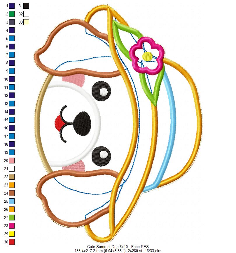 Summer Dog Ornament - ITH Project - Machine Embroidery Design