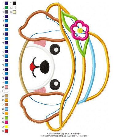 Summer Dog Ornament - ITH Project - Machine Embroidery Design