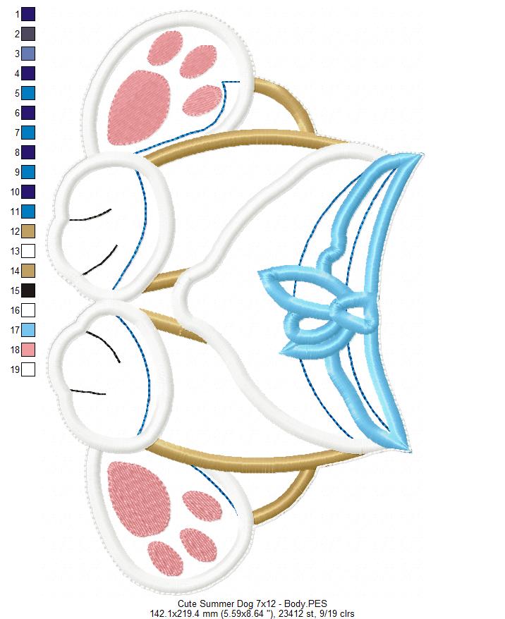 Summer Dog Ornament - ITH Project - Machine Embroidery Design