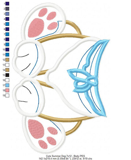 Summer Dog Ornament - ITH Project - Machine Embroidery Design