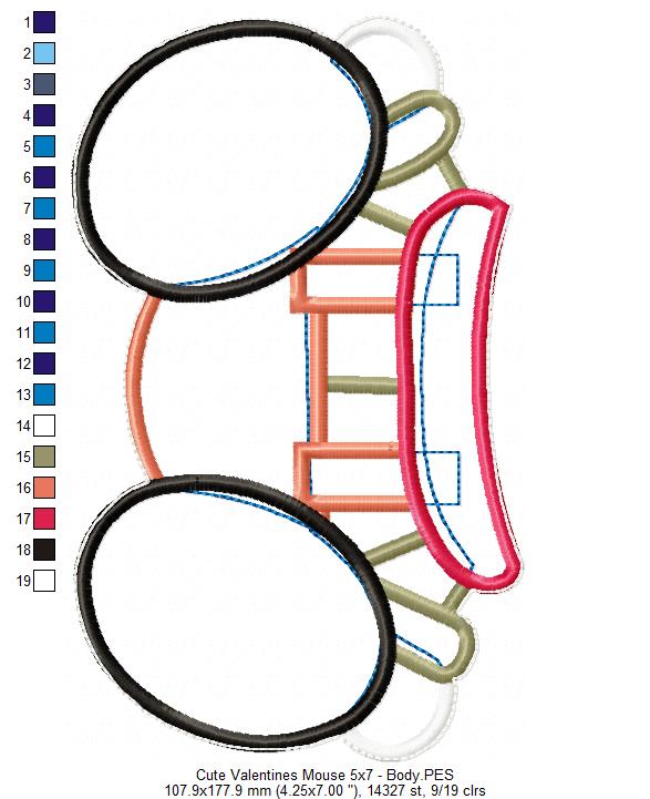 Valentine´s Mouse Ornament - ITH Project - Machine Embroidery Design