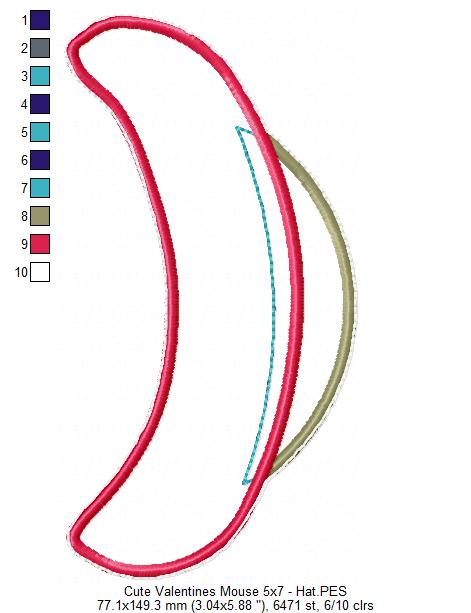 Valentine´s Mouse Ornament - ITH Project - Machine Embroidery Design