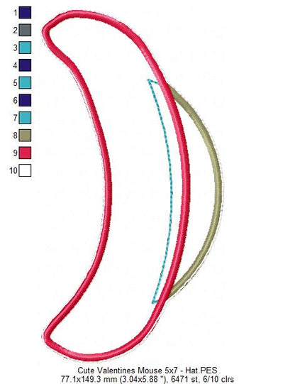Valentine´s Mouse Ornament - ITH Project - Machine Embroidery Design