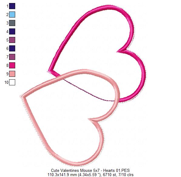 Valentine´s Mouse Ornament - ITH Project - Machine Embroidery Design