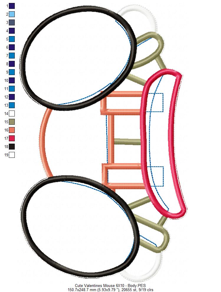 Valentine´s Mouse Ornament - ITH Project - Machine Embroidery Design