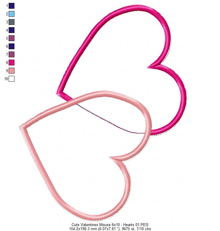 Valentine´s Mouse Ornament - ITH Project - Machine Embroidery Design