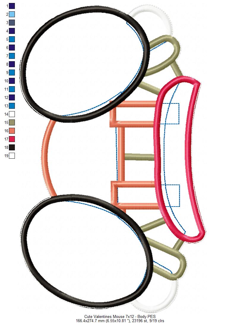 Valentine´s Mouse Ornament - ITH Project - Machine Embroidery Design