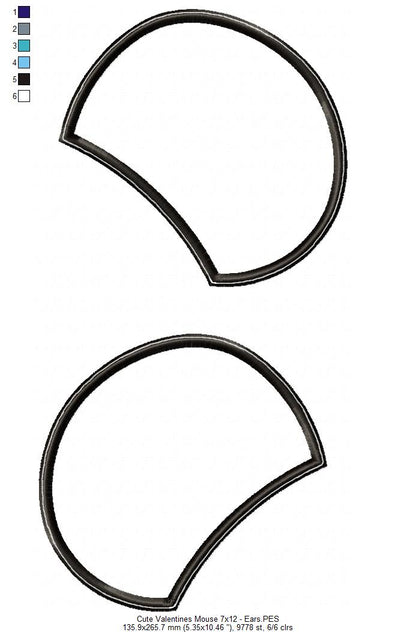 Valentine´s Mouse Ornament - ITH Project - Machine Embroidery Design