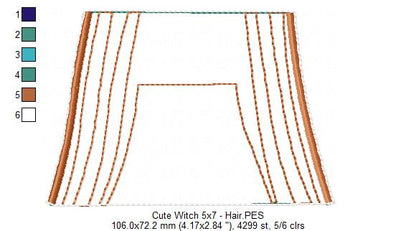 Cute Witch Ornament - ITH Project - Machine Embroidery Design